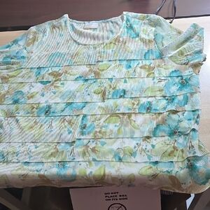 Alfred Dunner  Casual Multicolor Ribbed Top short sleeve